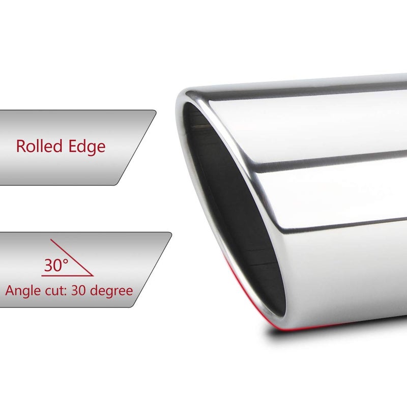 LCGP 3 Inch Inlet Exhaust tip 4" Inch Outlet 12" Long Clamp On Stainless Steel Exhaust Tailpipe Tip for Truck Polished - Image 5